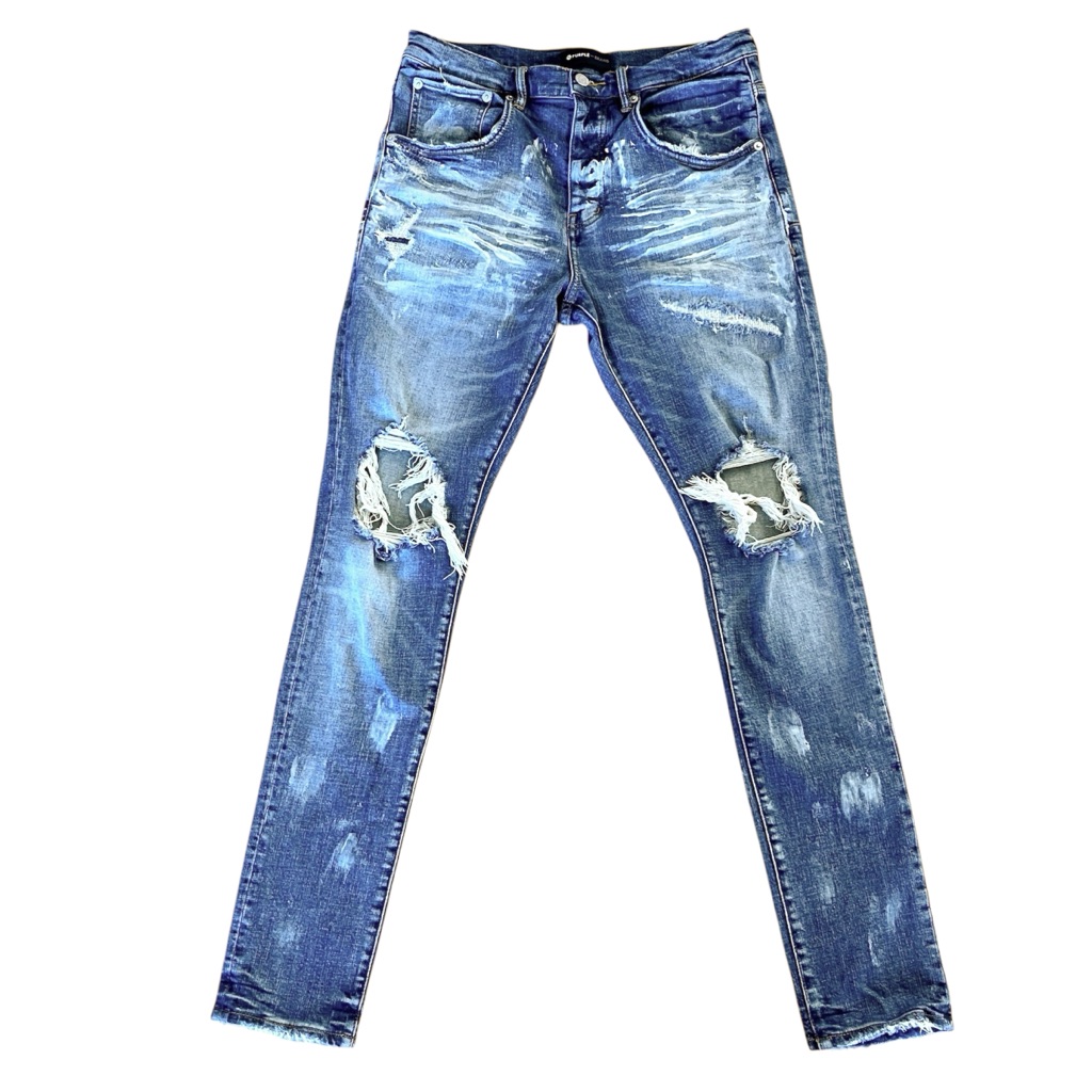 Purple P002 Paint Blowout Jeans 32 X 33